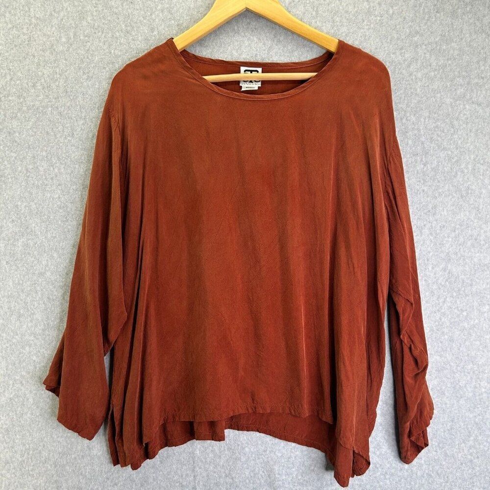 CTC Carol Turner Collection Size Medium Rayon Blouse USA Burnt Orange Top Shirt